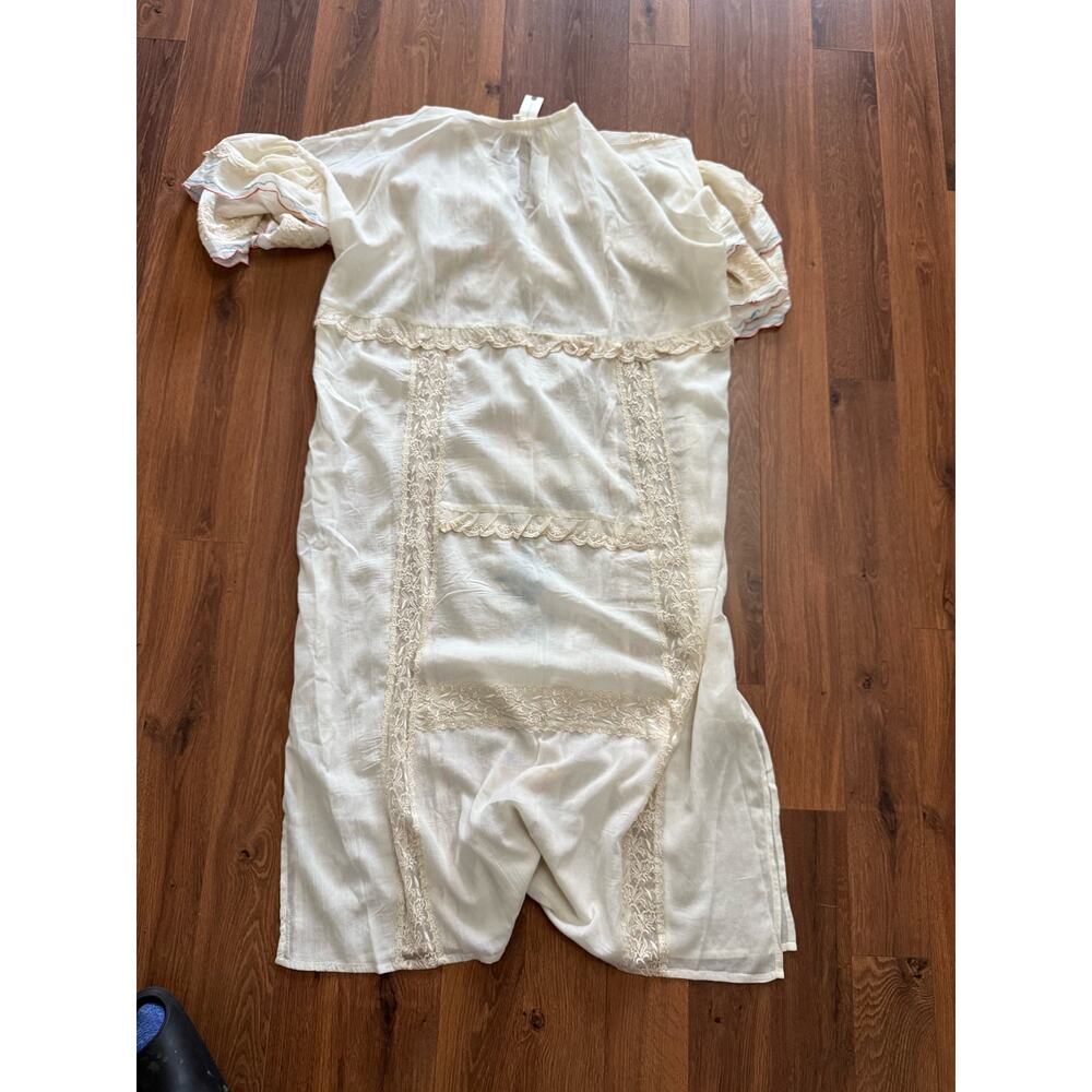 NEW By Anthropologie Embroidered Sheer Kaftan Dress One Size Color: Ivory Combo - Picture 6 of 11